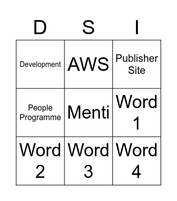 People Programme Bingo Card