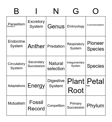 BIO BINGO Card