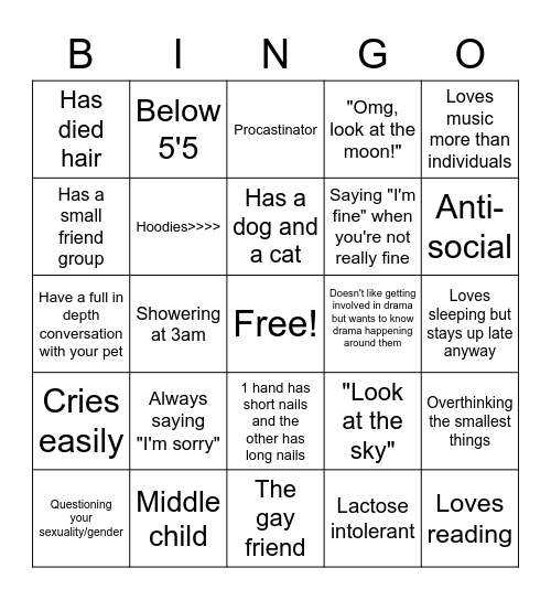 How much do we have in common? Bingo Card