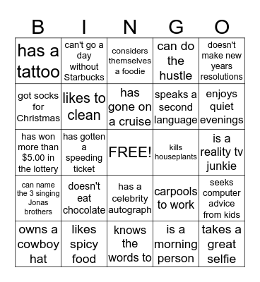 Sacred Heart Staff Icebreaker Bingo Card