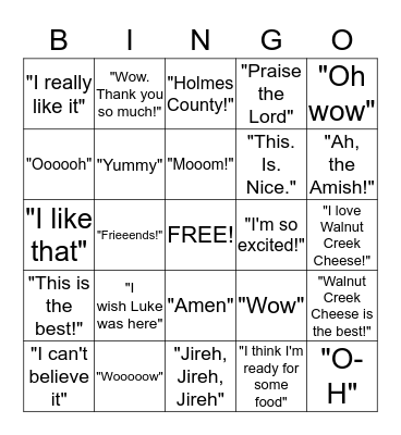 Bridal Shower Bingo Card