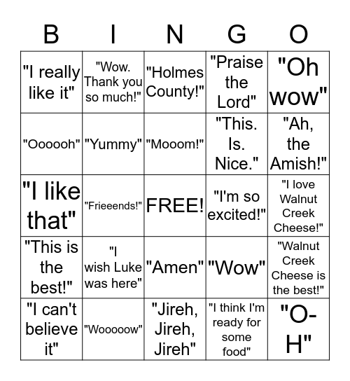 Bridal Shower Bingo Card