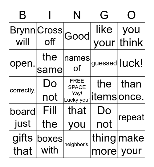 Baby Shower Bingo Card