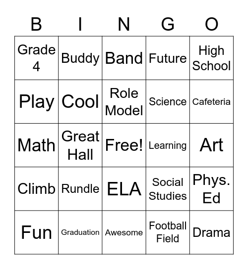 Buddy Day Bingo Card