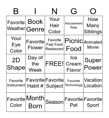 Leader In Me Bingo Card