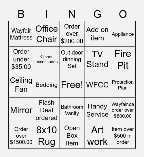 Waydays Bingo Card