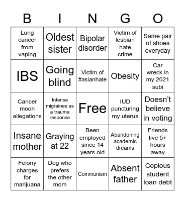 Makenna Bingo Card