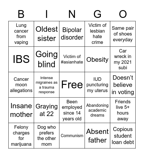 Makenna Bingo Card