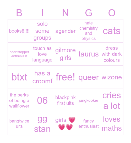 J  O  E  Y  '  s  B  I  N  G  O Bingo Card