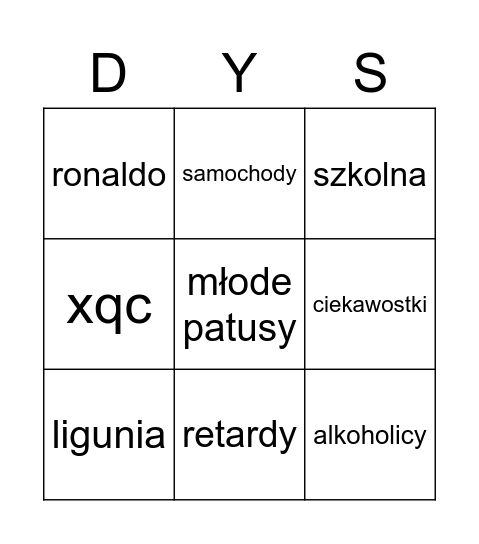 tiktok przegląd Bingo Card