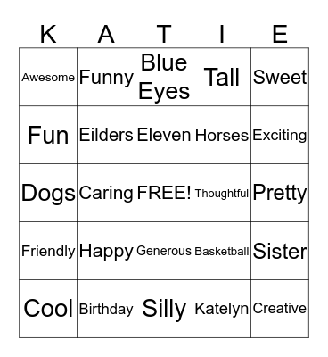 HAPPY 11TH BIRTHDAY, KATELYN! Bingo Card