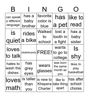 Find someone who  Bingo Card