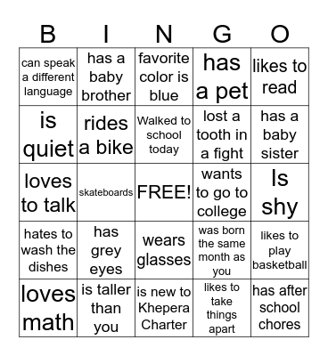 Find someone who  Bingo Card