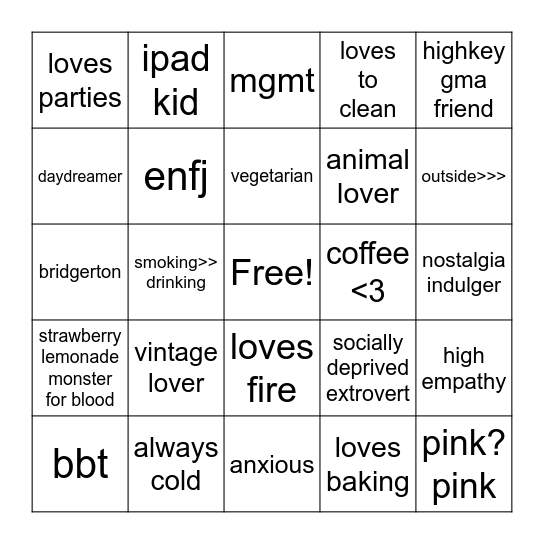 lucycore Bingo Card