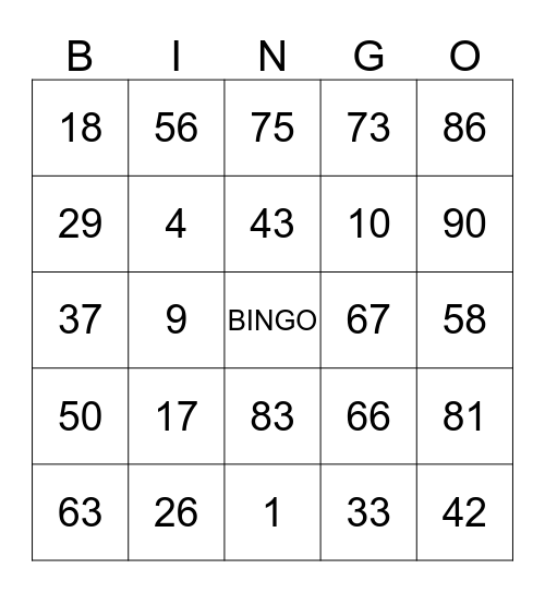 Untitled Bingo Card