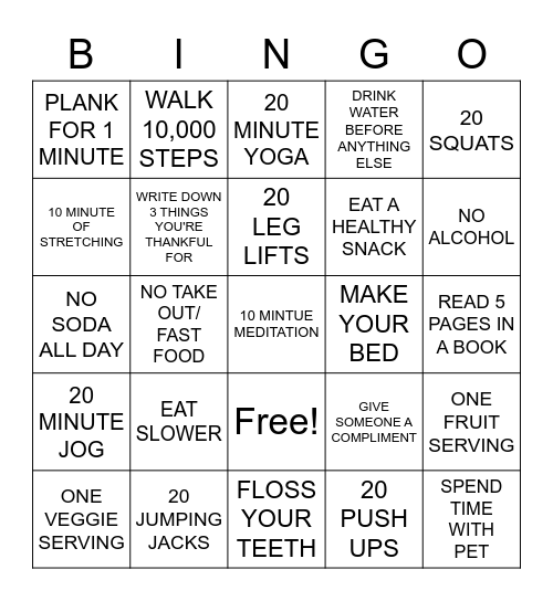 LAKELAND WELLNESS CHALLENGE BINGO Card