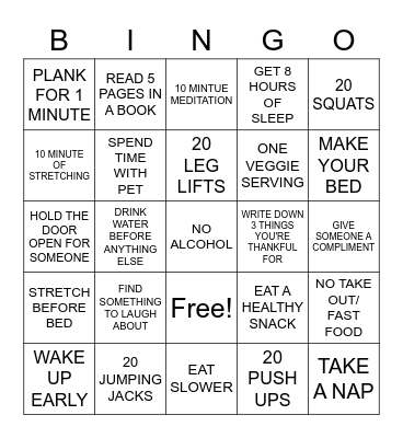 LAKELAND WELLNESS CHALLENGE BINGO Card
