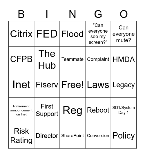 Compliance BINGO Card