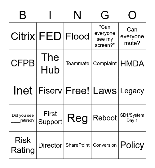 Compliance BINGO Card
