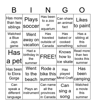 Find someone who... Bingo Card