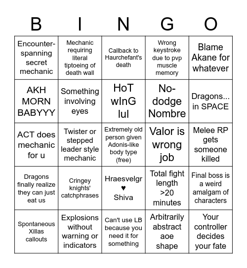 Dragonsong Ultimate Bingo Card