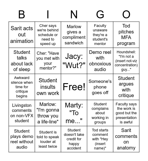 Portfolio Bingo Card