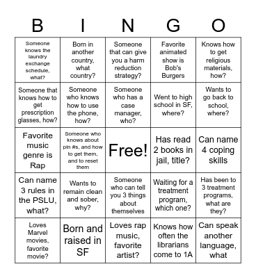 1A Ice Breaker Bingo Card