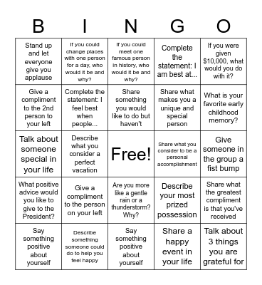 Social BINGO Card