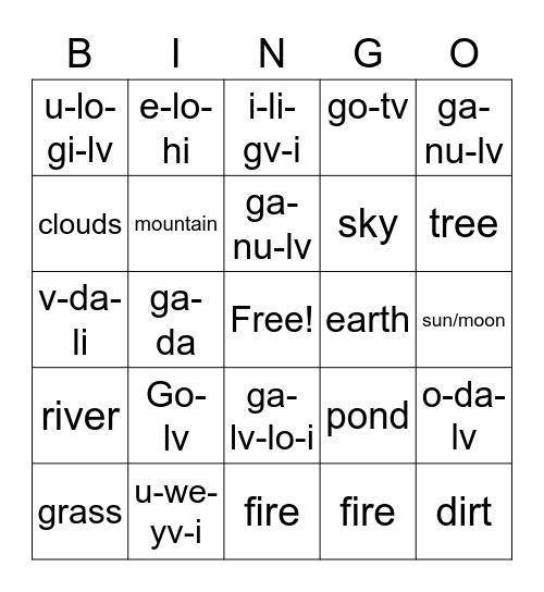 Environment 3-5 Bingo Card