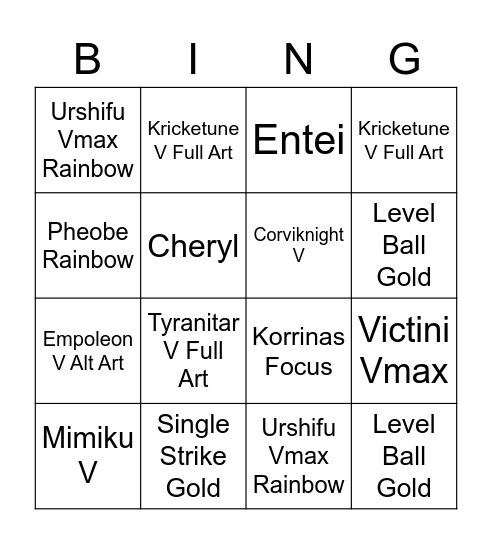 Battle Styles Bingo Card