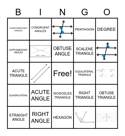 ANGLES, LINES, AND TRIANGLES Bingo Card