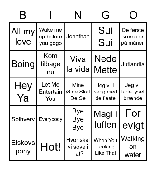 Tina's 60 års Bingo Card