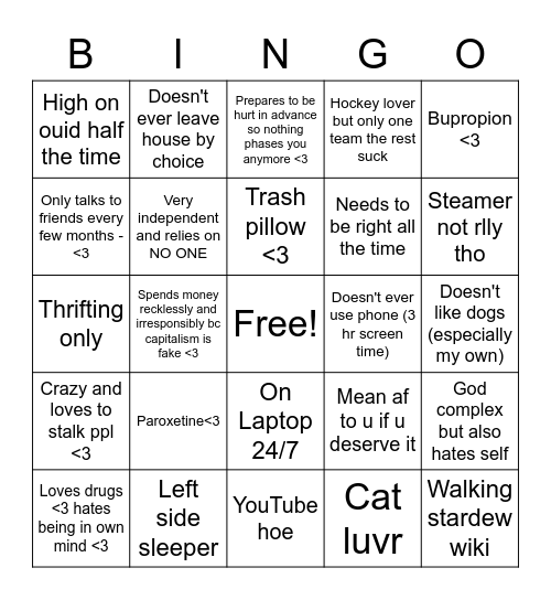 boonie Bingo Card