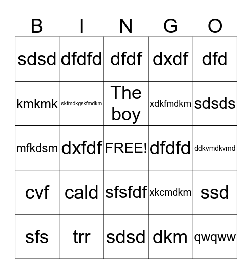 wurr Bingo Card