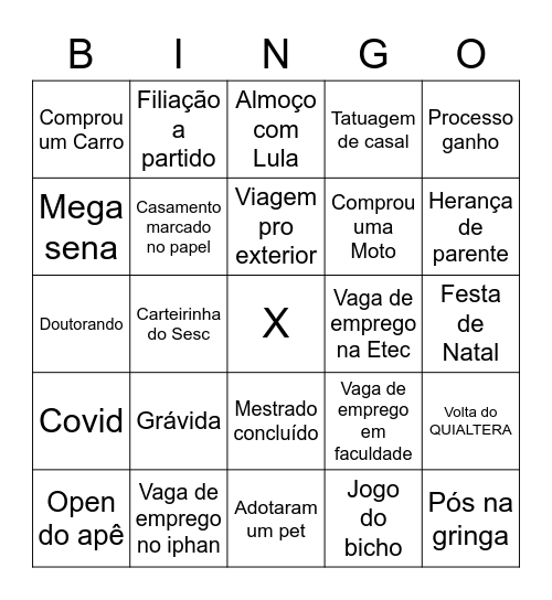 FOFOCA Bingo Card