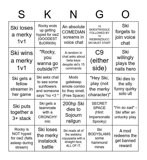 SKINGO PART 4 OW2 BETA Bingo Card