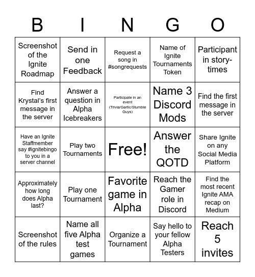 Alpha BINGO Card