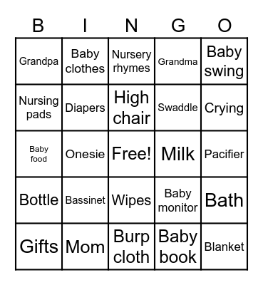 Ashley & Eddie's Gender Reveal Bingo Card