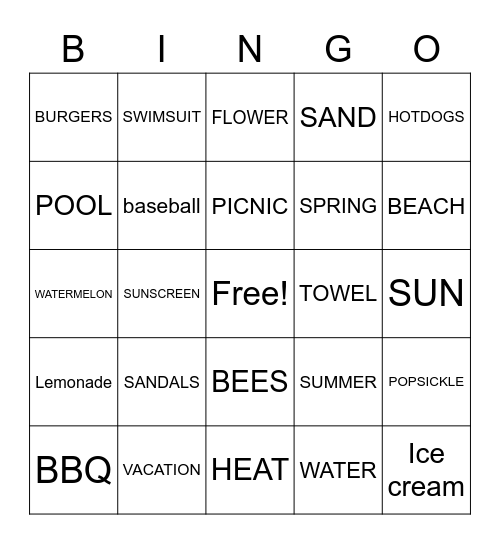 SEASON Bingo Card