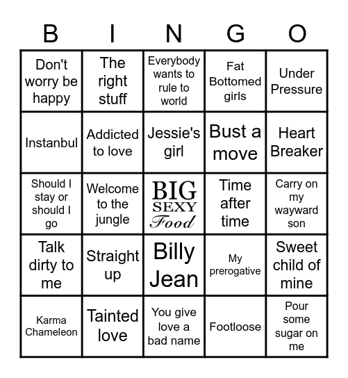 80's Music Bingo Card