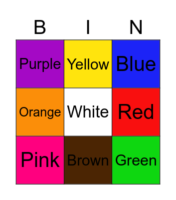 Colors Bingo Card