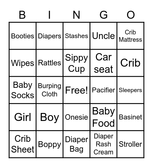 ASHLEY & EDDIE'S GENDER REVEAL Bingo Card