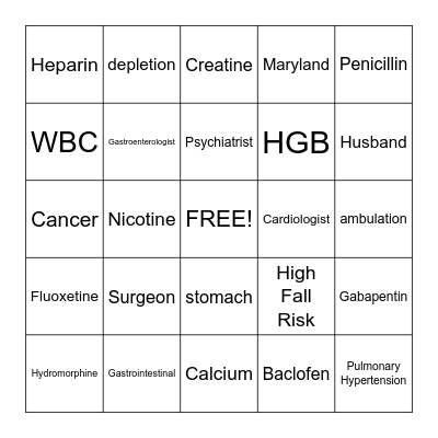 ileostomy Takedown Bingo Card