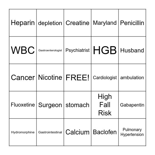 ileostomy Takedown Bingo Card