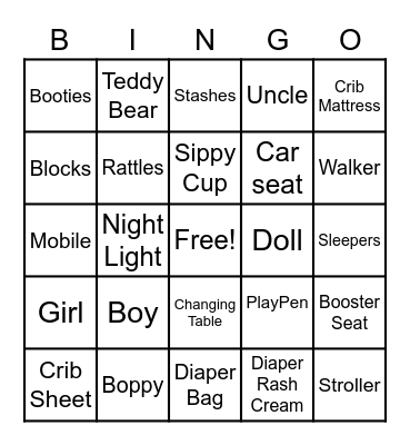 ASHLEY & EDDIE'S GENDER REVEAL Bingo Card