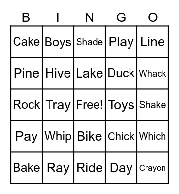 Phonics Bingo Card