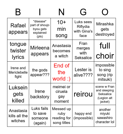 Shinten Seksalice Bingo Card