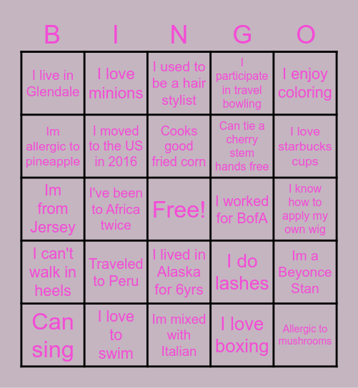 The Girls That Get it Bingo Card