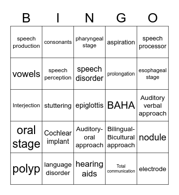 Final Exam BINGO Card