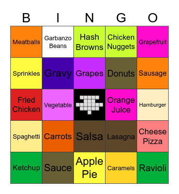 Food Bingo Card